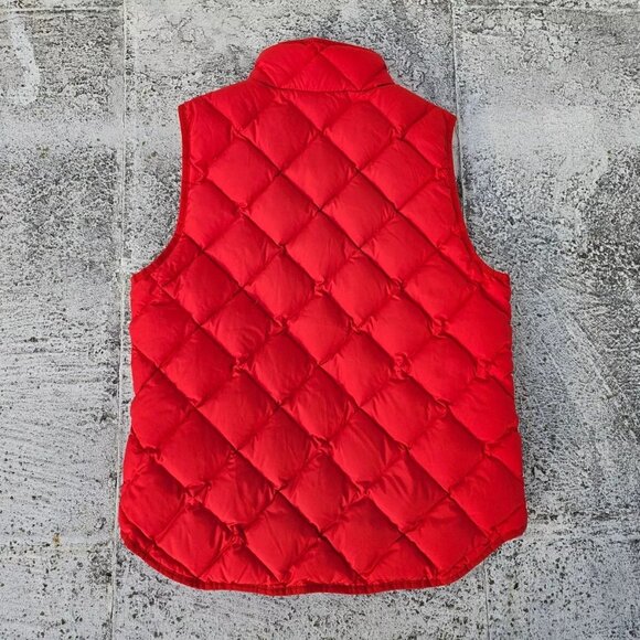 J. Crew Women Vest Red Quilted Down and Feather Puffer Zip Up Jacket Coat Size M - Picture 3 of 11